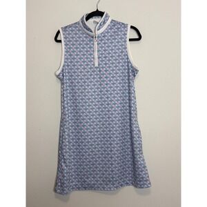 Daily Sports Women's Blue Geometric Diamond Print Sleeveless Golf Dress L